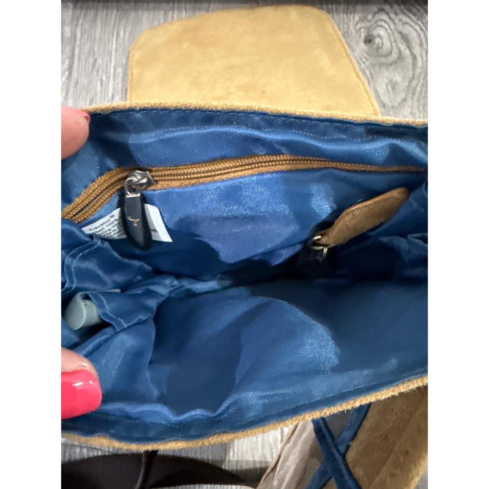 Travelon Tan Faux Suede‎ Crossbody Bag Travel Purse with Built-in Wallet - Picture 5 of 11